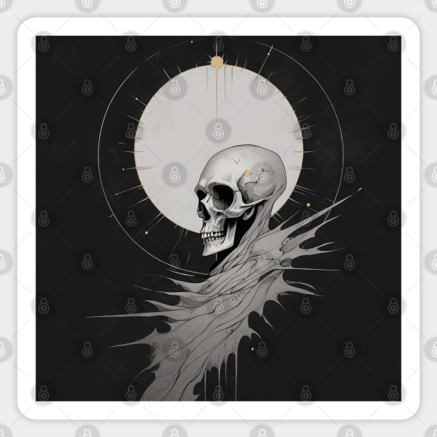 Monotone Illustration of Skull Sticker by Sheptylevskyi